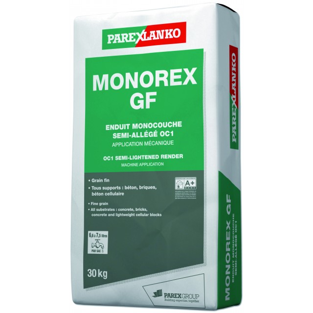 Enduit MONOCOUCHE semi-allégé grain fin Monorex GF Parexlanko