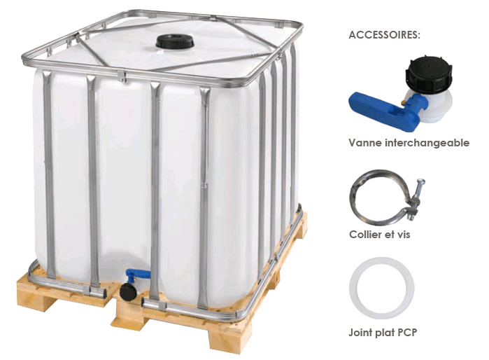  Citerne de récupération d'eau 1000L sur palette bois OOGarden