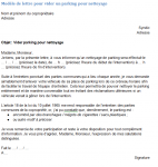 Modèle de lettre de demande de vider un parking pour nettoyage