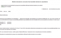 Modèle de demande de convocation d’une Assemblée Générale de copropriétaires