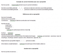 Exemple de carnet d'entretien de copropriété