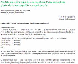 Lettre de convocation d'une AG exceptionnelle de copropriété : modèle et explications