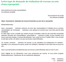 Lettre de demande de réalisation de travaux au sein d’une copropriété : modèle et explication