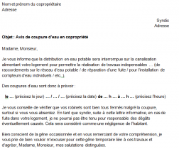 Coupure d'eau en copropriété : modèle de lettre et explication