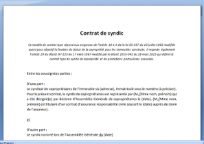 Contrat type de syndic