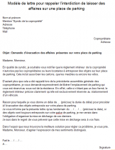 Modèle de lettre de rappel d’interdiction de laisser des affaires sur une place de parking