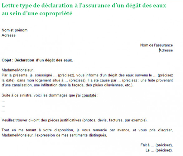 Modèle de lettre recherche de fuite